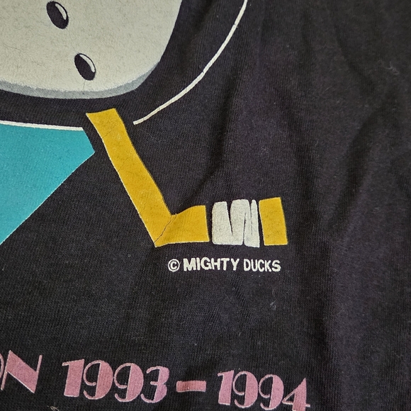 Vintage Anaheim Mighty Ducks Black T Shirt Inaugural Season 1993-94 Size Large - Picture 3 of 10